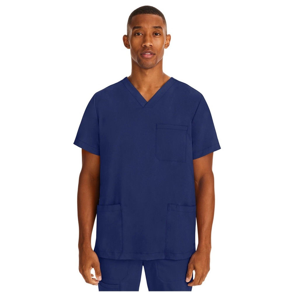 Healing Hands Jake Men's Scrubs Top Navy Blue 3-Pocket V-Neck Purple‎ Label 2331